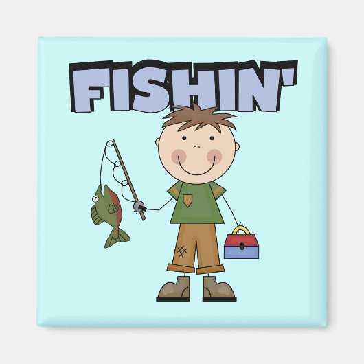 Fishin' Boy Tshirts und Geschenke Magnet (Vorne)