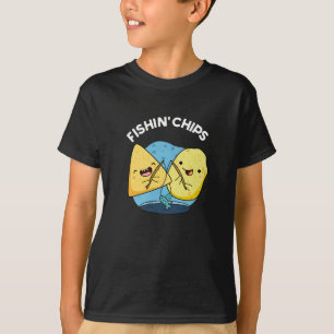 Fishin Chips Funny Food Pub Dark BG T-Shirt