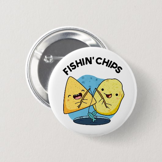 Fishin Chips Funny Food Puff Button (Vorne & Hinten)