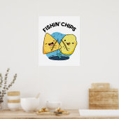 Fishin Chips Funny Food Puff Poster (Küche)