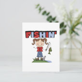 Fishin' Girl-T - Shirt Postkarte (Stehend Vorderseite)