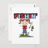 Fishin' Girl-T - Shirt Postkarte (Vorne/Hinten)