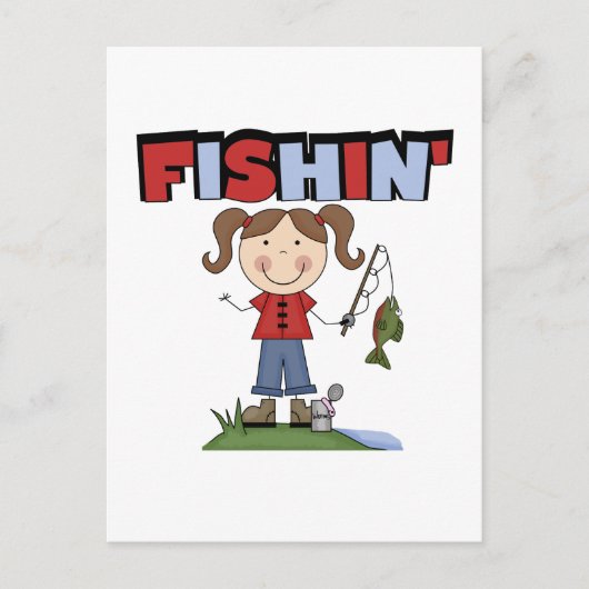 Fishin' Girl-T - Shirt Postkarte (Vorderseite)