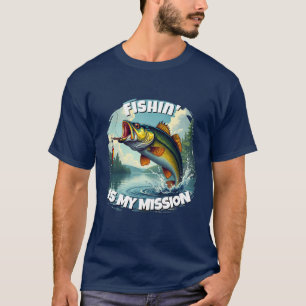 Fishin' ist mein Mission Bass T - Shirt für Männer