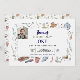 Fishing 1st Birthday Invitation | O-Fish-Ally One Einladung