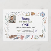 Fishing 1st Birthday Invitation | O-Fish-Ally One Einladung (Vorderseite)