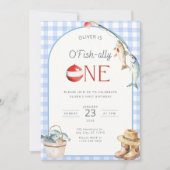 Fishing 1st Birthday Invitation O Fishally One Einladung (Vorderseite)