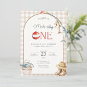 Fishing 1st Birthday Invitation O Fishally One Einladung (Stehend Vorderseite)