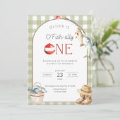 Fishing 1st Birthday Invitation O Fishally One Inv Einladung (Stehend Vorderseite)