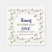 Fishing 1st Birthday | O-Fish-Ally One party Serviette (Vorderseite)