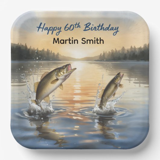 Fishing 60th birthday 60th birthday  pappteller (Vorderseite)