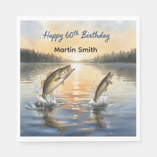 Fishing 60th birthday 60th birthday  serviette (Vorderseite)