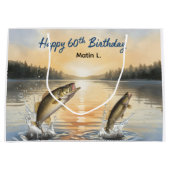 Fishing 60th Birthday Große Geschenktüte (Vorderseite)
