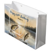 Fishing 60th Birthday  Große Geschenktüte (Vorderseite Schrägansicht)