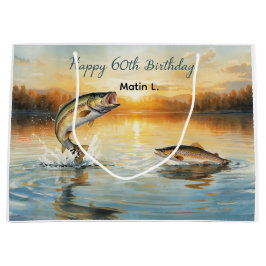 Fishing 60th Birthday  Große Geschenktüte