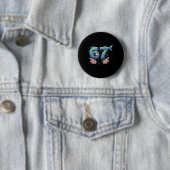 Fishing 67 Six Seven Funny Gen Alpha Meme Drip  Button (Beispiel)