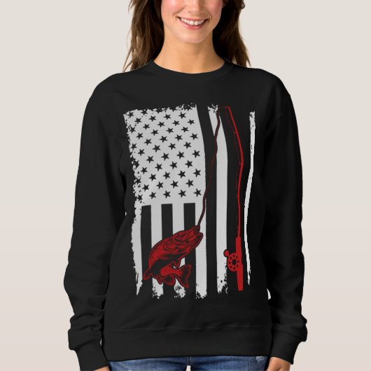 Fishing  American Flag Bass Fishing Sweatshirt (Vorderseite)