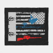 Fishing And Deer Hunting American Flag For Hunter Fleecedecke (Vorderseite (Horizontal))