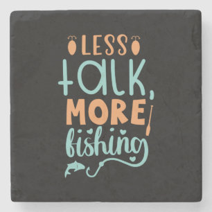 Fishing Art Less Talk More Fishing Steinuntersetzer