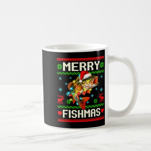 Fishing B Fish Merry Fishmas Fisherman Ugly Christ Kaffeetasse (Rechts)