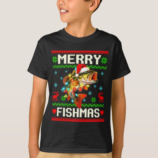 Fishing B Fish Merry Fishmas Fisherman Ugly Christ T-Shirt (Vorderseite)