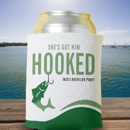 Fishing Bachelor Party Funny She's Got Him Hooked Dosenkühler