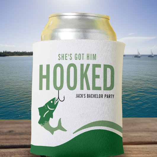 Fishing Bachelor Party Funny She's Got Him Hooked Dosenkühler