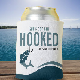 Fishing Bachelor Party Funny She's Got Him Hooked Dosenkühler
