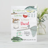 Fishing Birthday Invitation, Fishing Invitation, Einladung (Stehend Vorderseite)