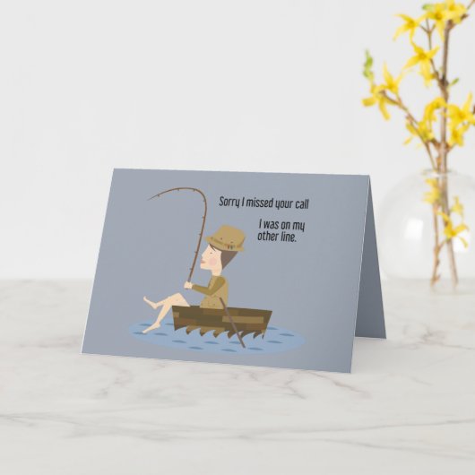 Fishing Blue Funny Sorry vermisst Ihr Call-Zitat Karte (Gelbe Blume)