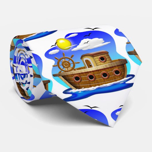 Fishing Boat Cartoon  Krawatte (Gerollt)