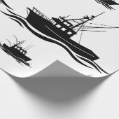 Fishing Boat Silhouette Pattern Wrapping Paper Geschenkpapier (Ecke)