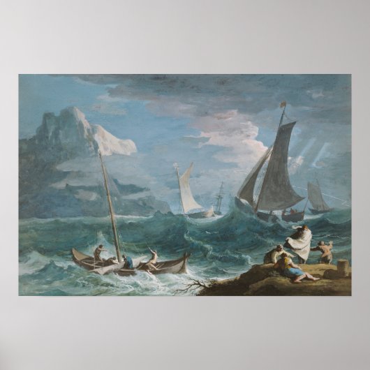Fishing Boats in a Storm Poster (Vorne)