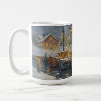 Fishing Boats in Harbor Christmas Kaffeetasse
