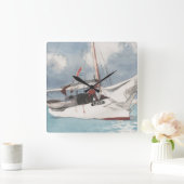 Fishing Boats, Key West Quadratische Wanduhr (Zuhause)