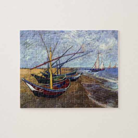 Fishing Boats on Beach Art Painting Puzzle (Horizontal)