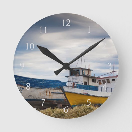 Fishing boats runde wanduhr (Vorderseite)