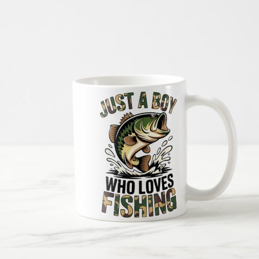 Fishing Camo B Fish Youth Just A Boy Who Loves Fis Kaffeetasse (Rechts)