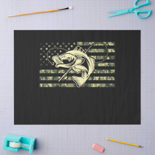 Fishing Camouflage USA Flag Bass Fisher Seidenpapier (Basteln)