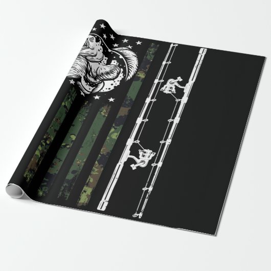Fishing Camouflage USA Flag Bass Fisherman Geschenkpapier (Ungerollt)