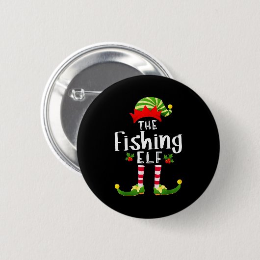 Fishing Christmas Elf Matching Pajama X-mas Party  Button (Vorne & Hinten)