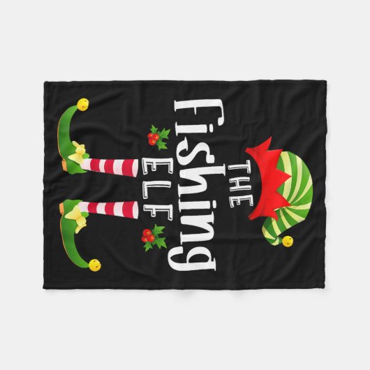 Fishing Christmas Elf Matching Pajama X-mas Party  Fleecedecke (Vorderseite (Horizontal))