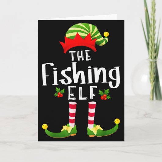 Fishing Christmas Elf Matching Pajama X-mas Party Karte (Vorderseite)