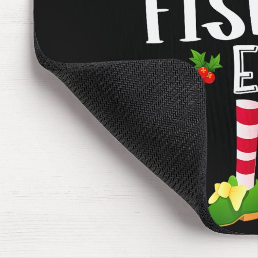 Fishing Christmas Elf Matching Pajama X-mas Party Mousepad (Ecke)