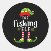 Fishing Christmas Elf Matching Pajama X-mas Party Runder Aufkleber (Vorderseite)