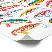 Fishing Christmas Tree Lights Lures Holiday Fisher Poster (Ecke)