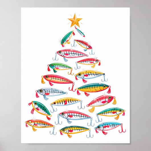 Fishing Christmas Tree Lights Lures Holiday Fisher Poster (Vorne)