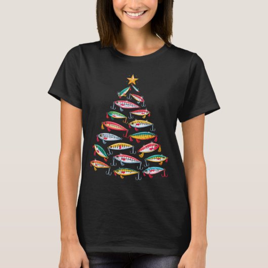 Fishing Christmas Tree Lights Lures Holiday Fisher T-Shirt (Vorderseite)