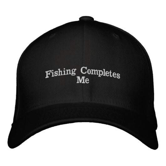 Fishing Completes Me Baseball/Trucker Hat Bestickte Baseballkappe (Vorderseite)