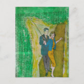 Fishing Couple from 1930s era collage Postkarte (Vorderseite)